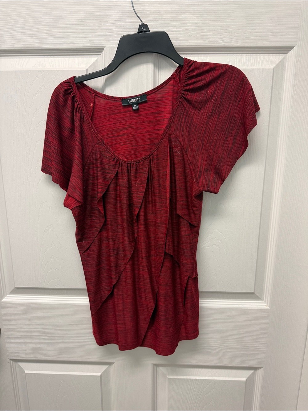 Elementz Burgundy Red Layered Ruffle Scoop Neck Top